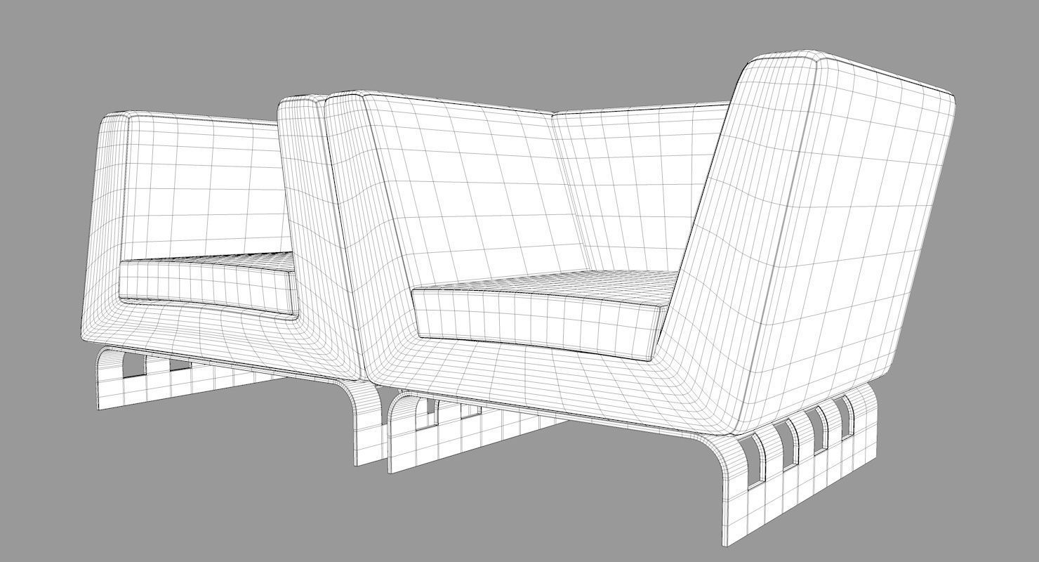 Modern Lounge Chair Set 3D model_12