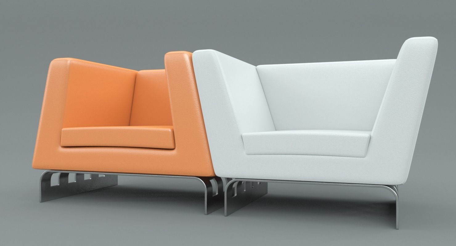 Modern Lounge Chair Set 3D model_2