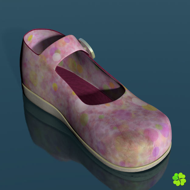 Doll shoes denim printed low poly  Low-poly 3D model_11