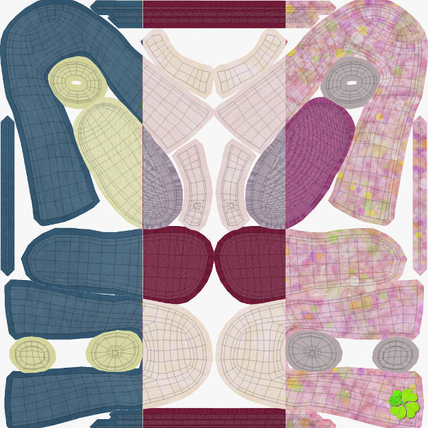 Doll shoes denim printed low poly  Low-poly 3D model_54