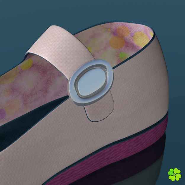 Doll shoes denim printed low poly  Low-poly 3D model_21