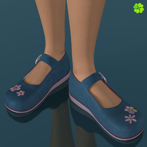 Doll shoes denim printed low poly  Low-poly 3D model_18