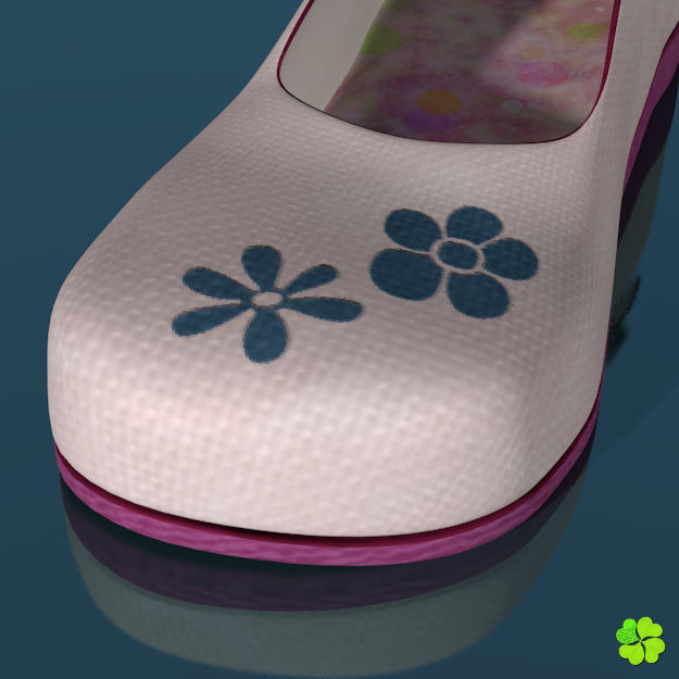 Doll shoes denim printed low poly  Low-poly 3D model_4