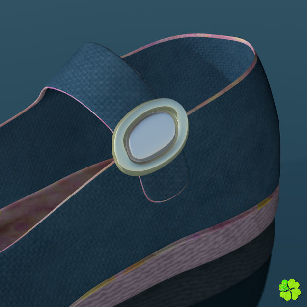 Doll shoes denim printed low poly  Low-poly 3D model_20