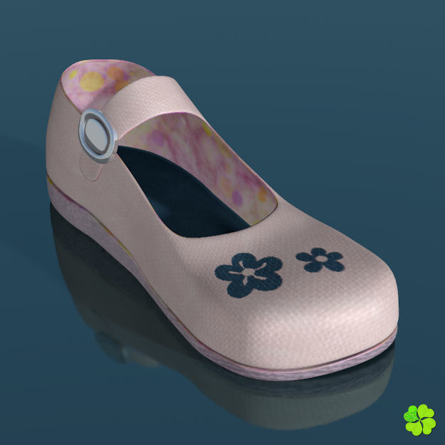 Doll shoes denim printed low poly  Low-poly 3D model_12