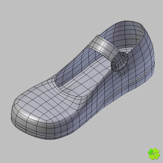 Doll shoes denim printed low poly  Low-poly 3D model_37