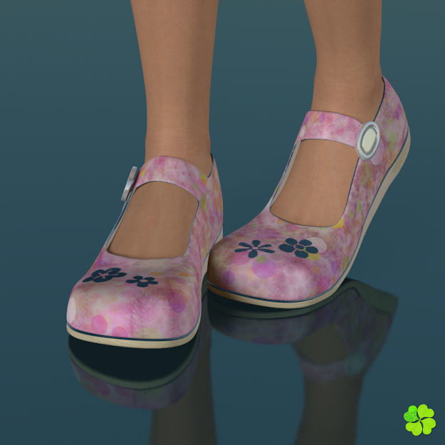 Doll shoes denim printed low poly  Low-poly 3D model_8