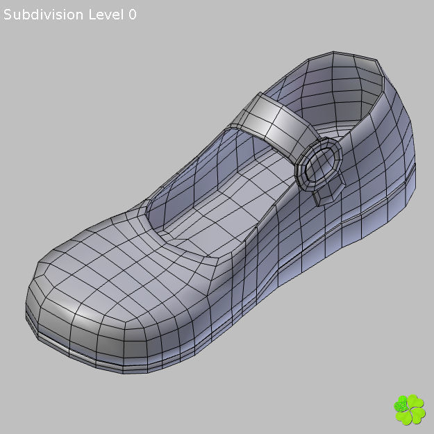 Doll shoes denim printed low poly  Low-poly 3D model_38