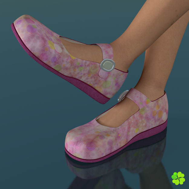 Doll shoes denim printed low poly  Low-poly 3D model_29