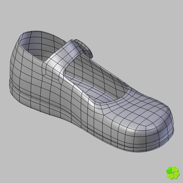 Doll shoes denim printed low poly  Low-poly 3D model_39