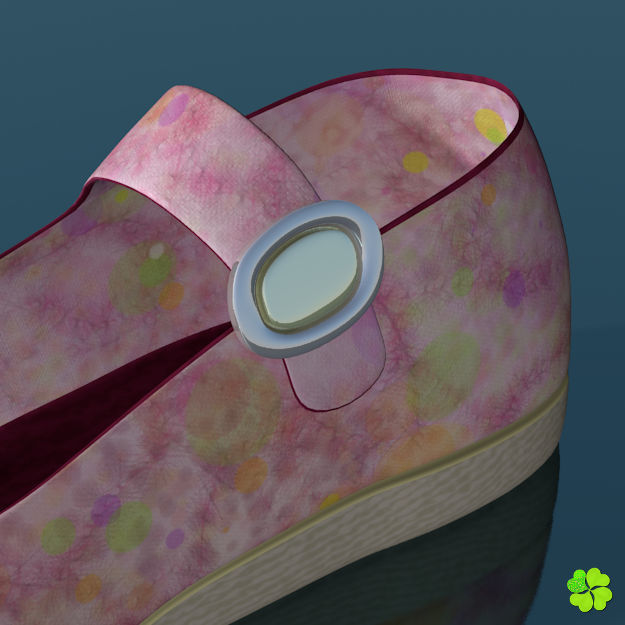 Doll shoes denim printed low poly  Low-poly 3D model_22