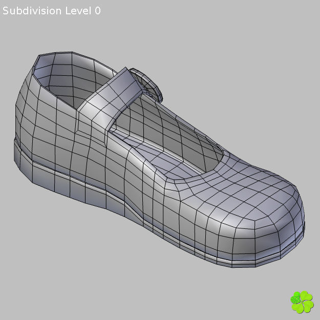 Doll shoes denim printed low poly  Low-poly 3D model_40