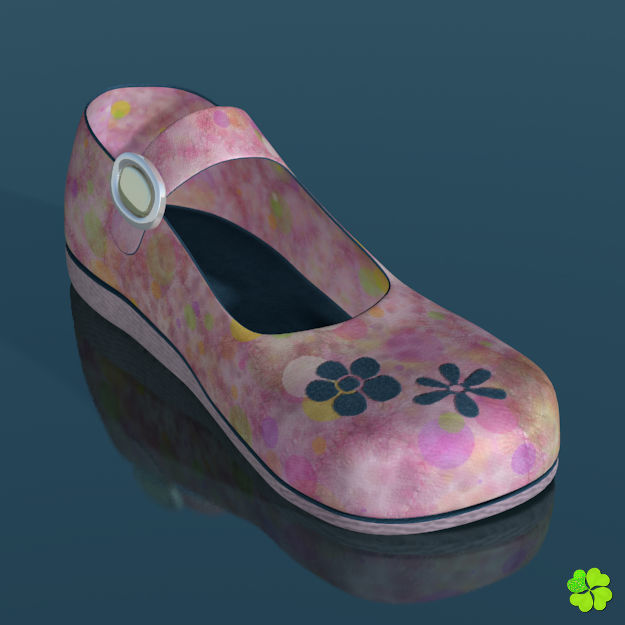 Doll shoes denim printed low poly  Low-poly 3D model_9