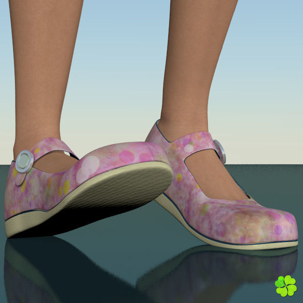Doll shoes denim printed low poly  Low-poly 3D model_36