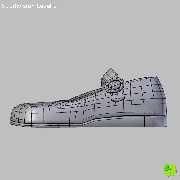 Doll shoes denim printed low poly  Low-poly 3D model_42