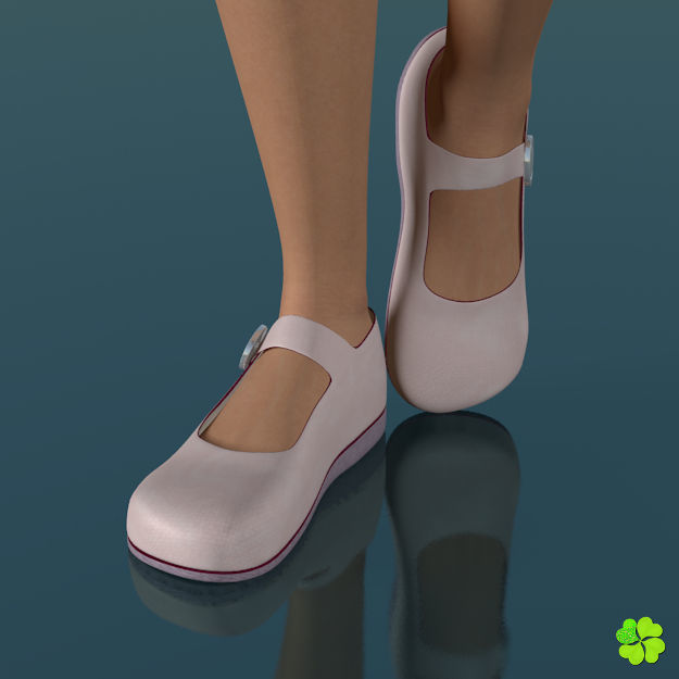 Doll shoes denim printed low poly  Low-poly 3D model_2