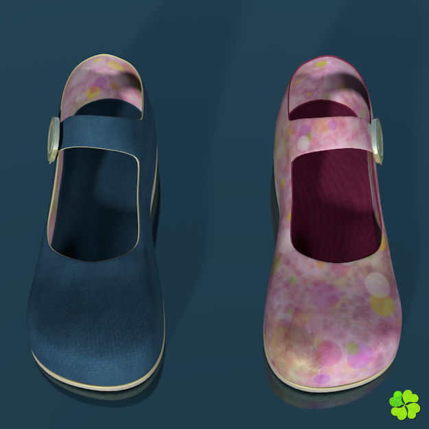Doll shoes denim printed low poly  Low-poly 3D model_34