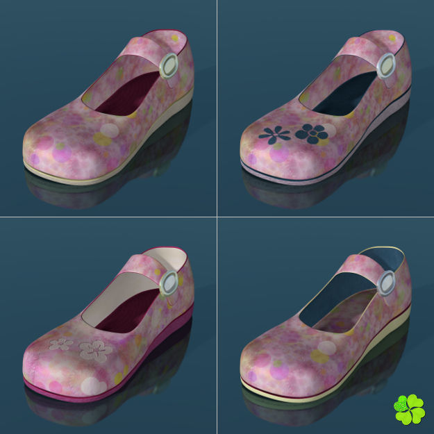 Doll shoes denim printed low poly  Low-poly 3D model_17