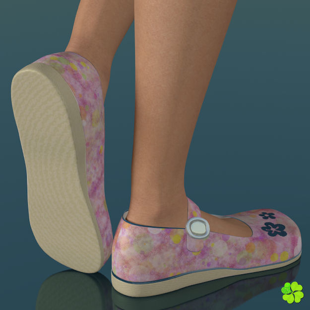 Doll shoes denim printed low poly  Low-poly 3D model_13