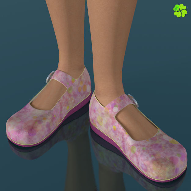 Doll shoes denim printed low poly  Low-poly 3D model_32