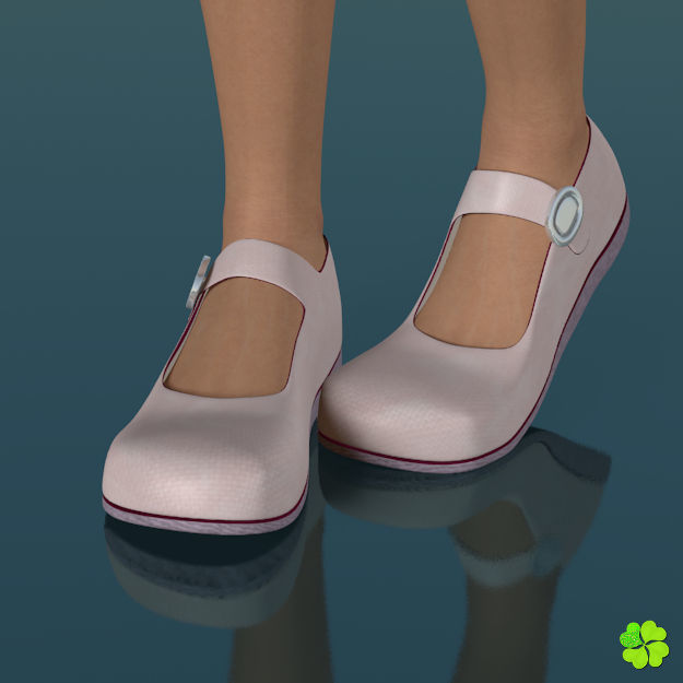 Doll shoes denim printed low poly  Low-poly 3D model_28