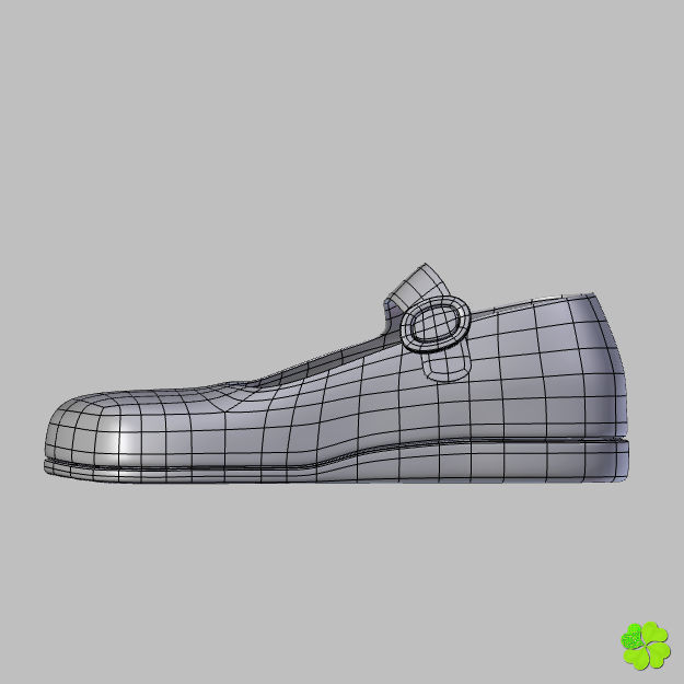 Doll shoes denim printed low poly  Low-poly 3D model_41