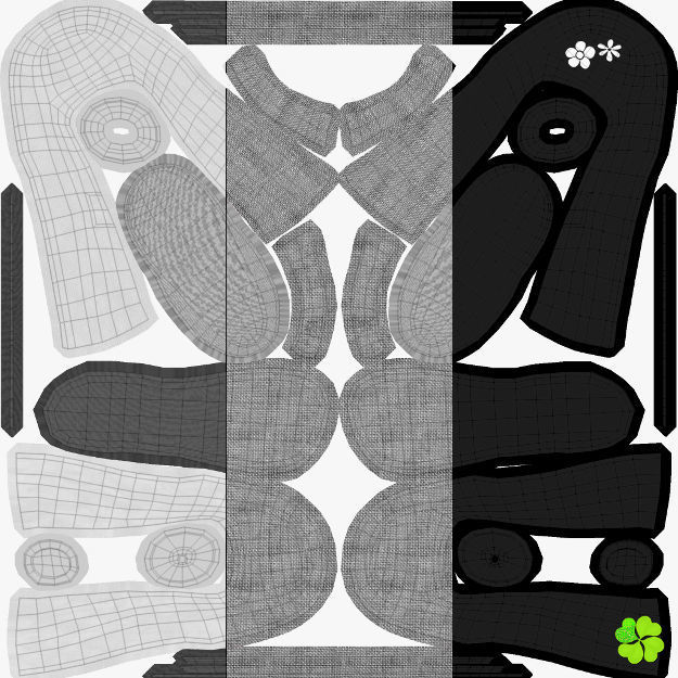 Doll shoes denim printed low poly  Low-poly 3D model_55