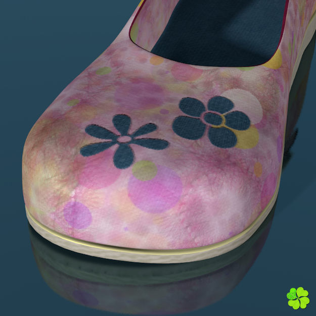Doll shoes denim printed low poly  Low-poly 3D model_5