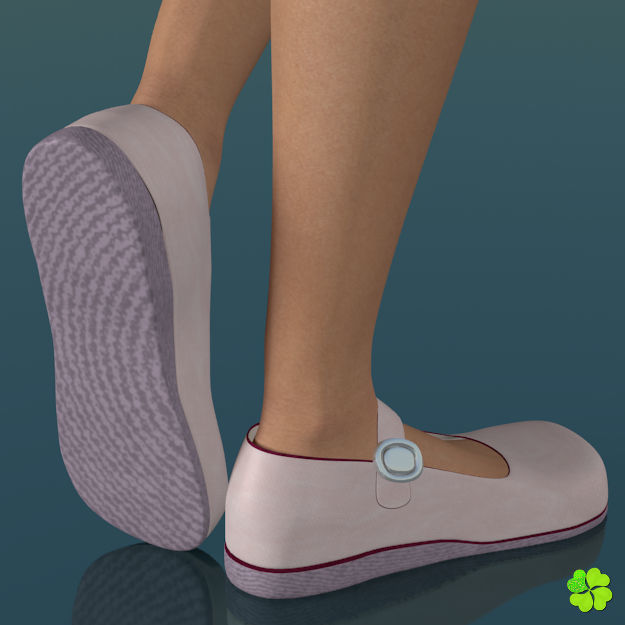 Doll shoes denim printed low poly  Low-poly 3D model_7