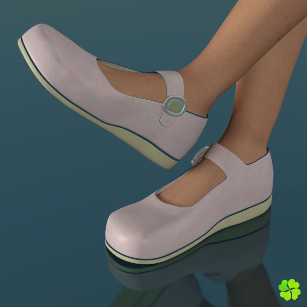 Doll shoes denim printed low poly  Low-poly 3D model_33