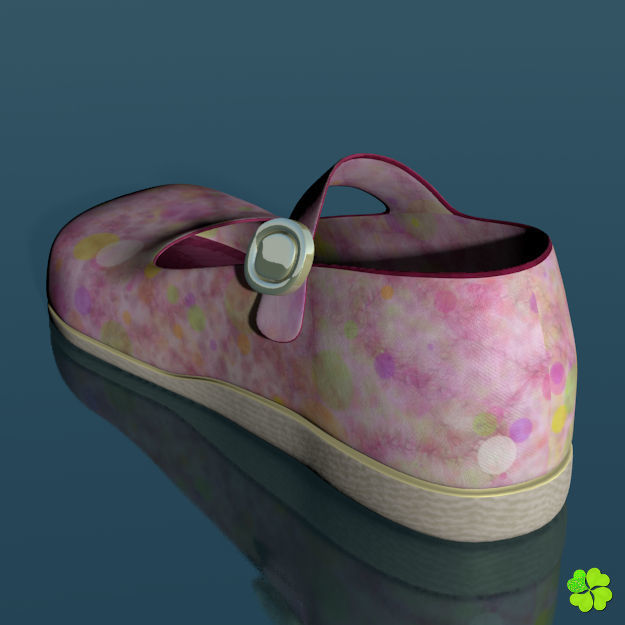 Doll shoes denim printed low poly  Low-poly 3D model_27