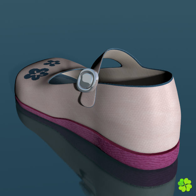 Doll shoes denim printed low poly  Low-poly 3D model_26