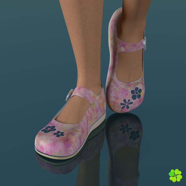 Doll shoes denim printed low poly  Low-poly 3D model_19