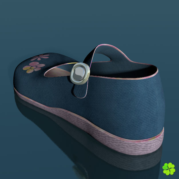 Doll shoes denim printed low poly  Low-poly 3D model_25