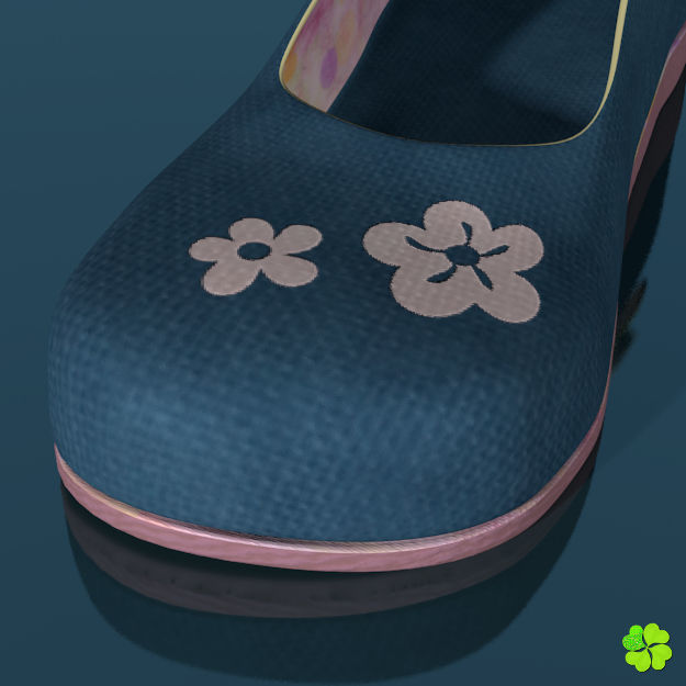 Doll shoes denim printed low poly  Low-poly 3D model_6