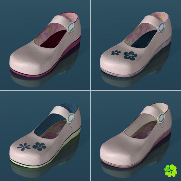 Doll shoes denim printed low poly  Low-poly 3D model_15