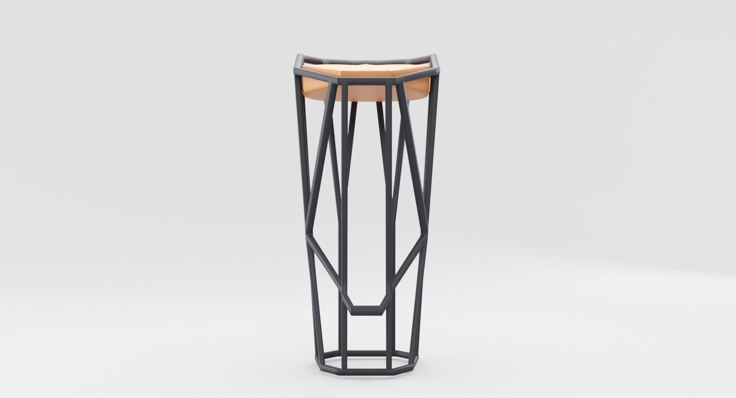 Modern Minimalistic Octa Stool Low-poly 3D model_6