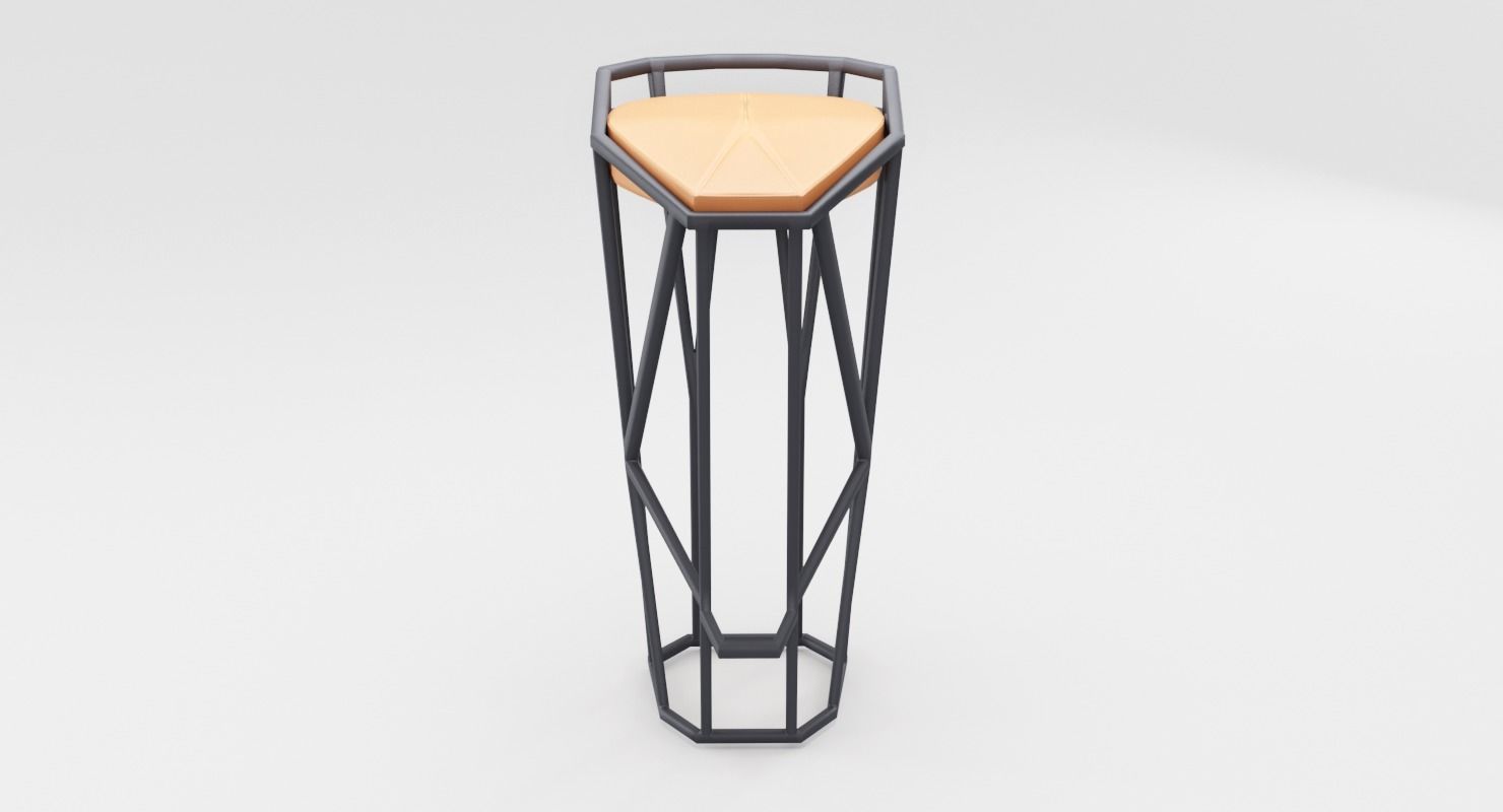 Modern Minimalistic Octa Stool Low-poly 3D model_2
