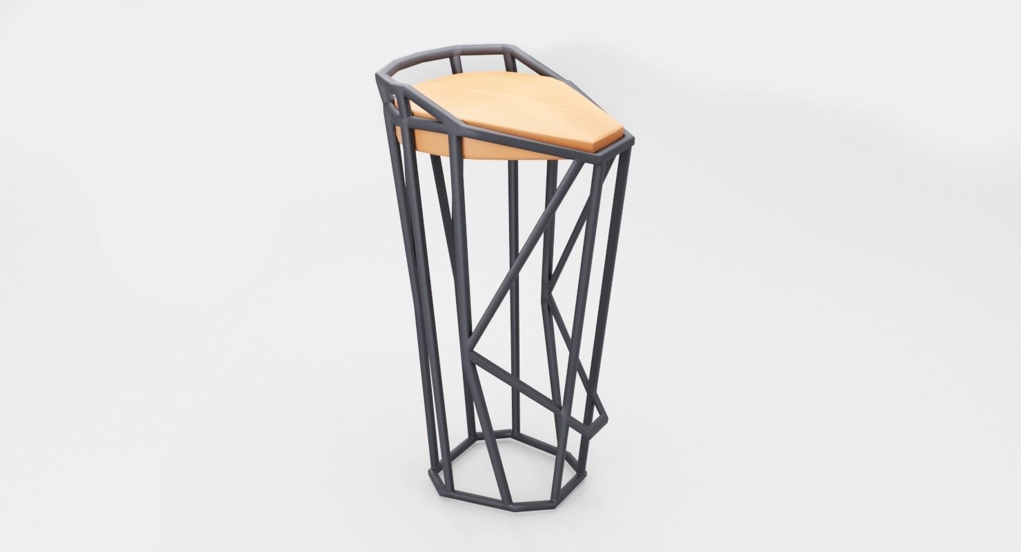 Modern Minimalistic Octa Stool Low-poly 3D model_4