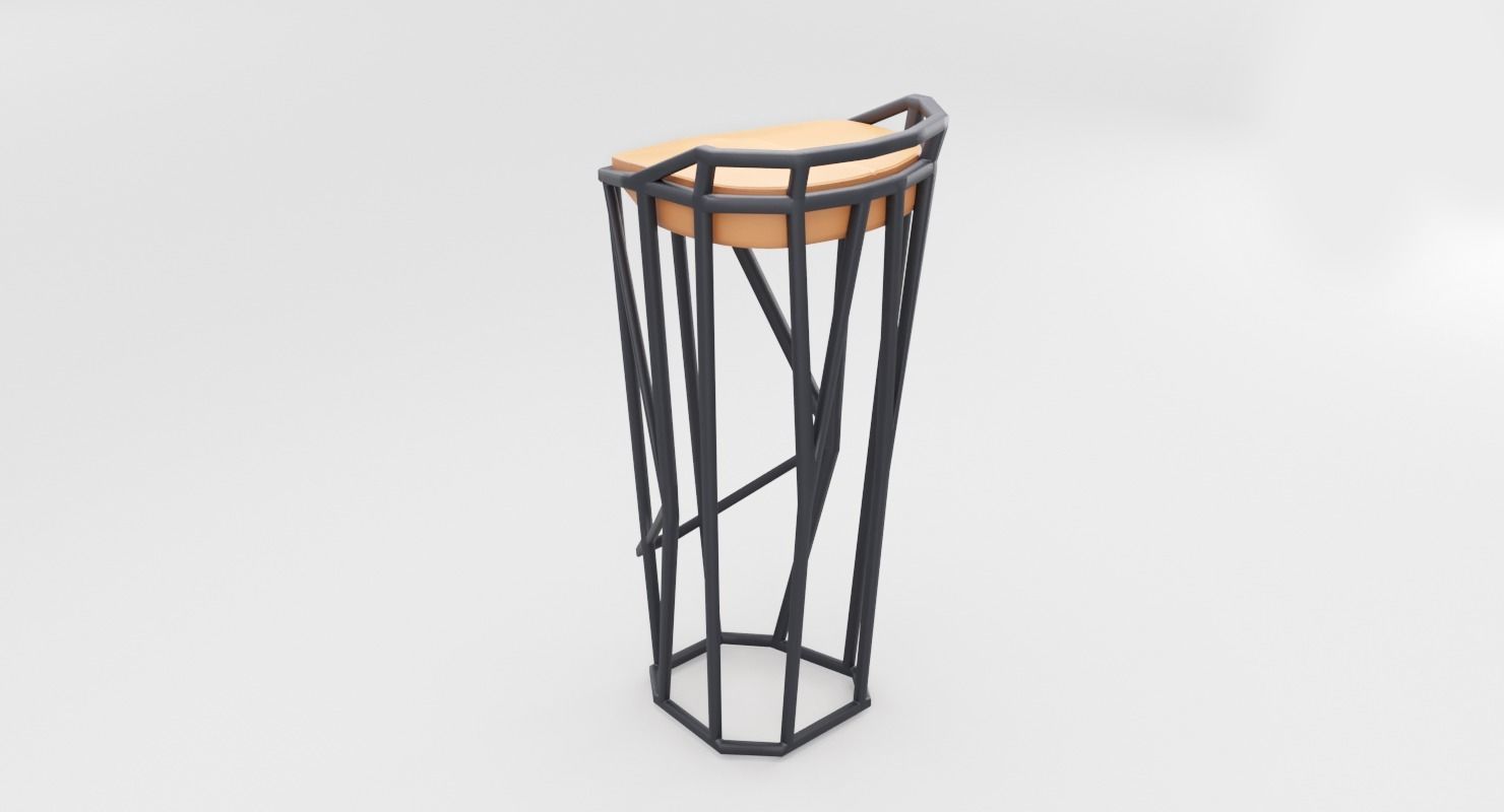 Modern Minimalistic Octa Stool Low-poly 3D model_5