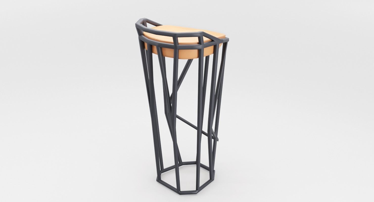 Modern Minimalistic Octa Stool Low-poly 3D model_3