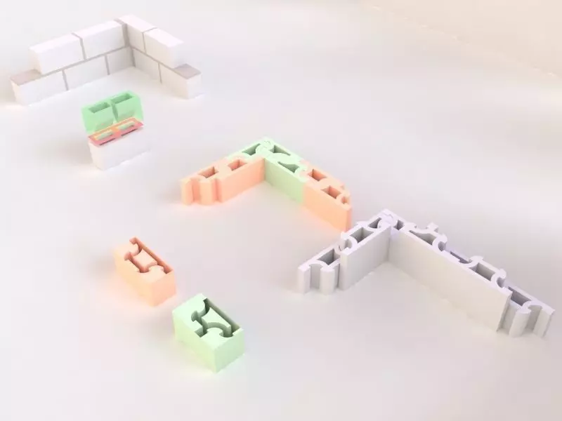 Brick cube made of polystyrene Low-poly 3D model