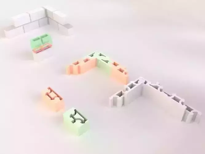 Brick cube made of polystyrene Low-poly 3D model