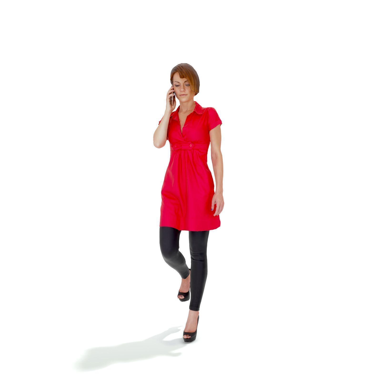 Woman with Red Dress Talking on Phone CWom0330-HD2-O01P01-S