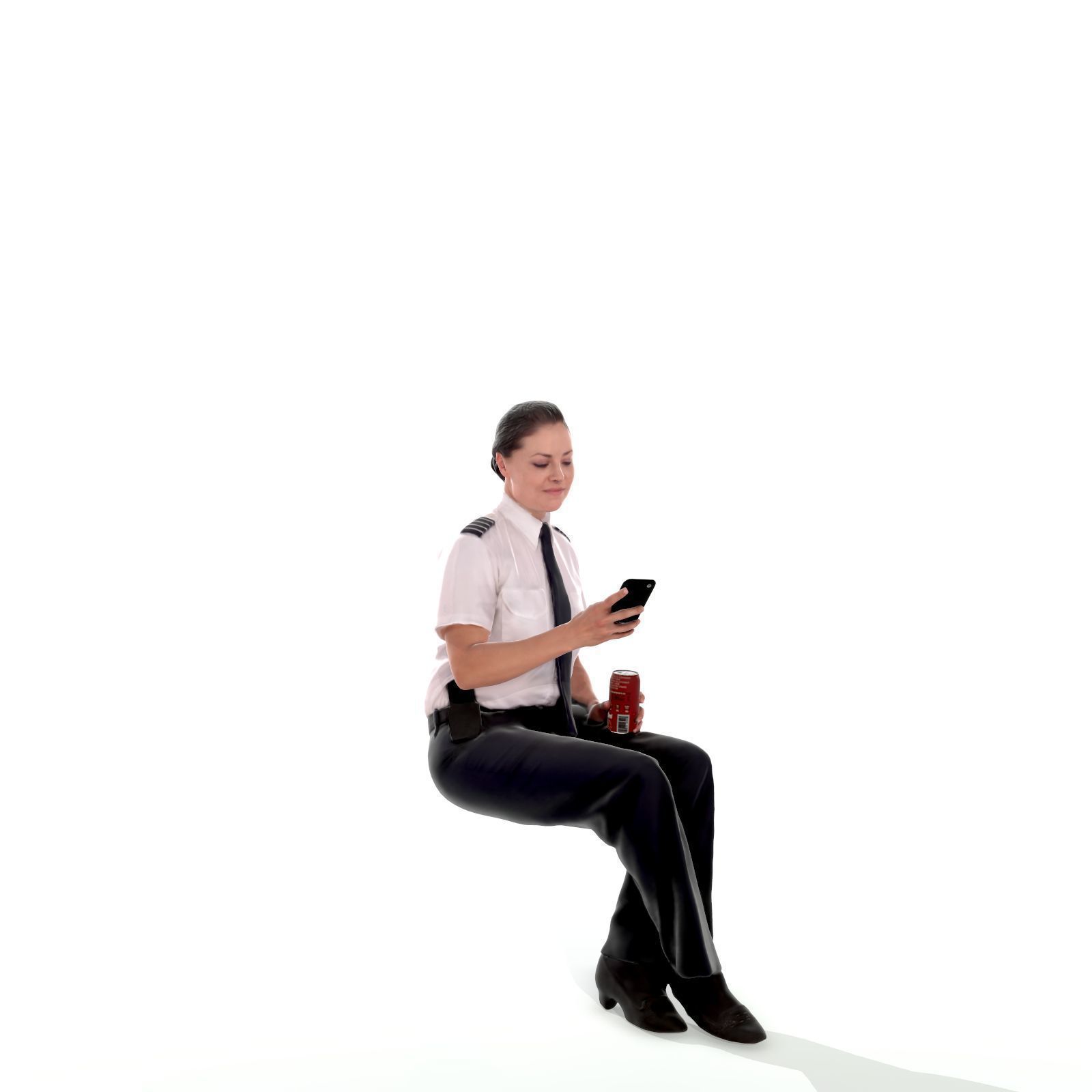 Sitting Woman with Uniform Holding Phone CWom0220-HD2-O02P01-S 3D model_2