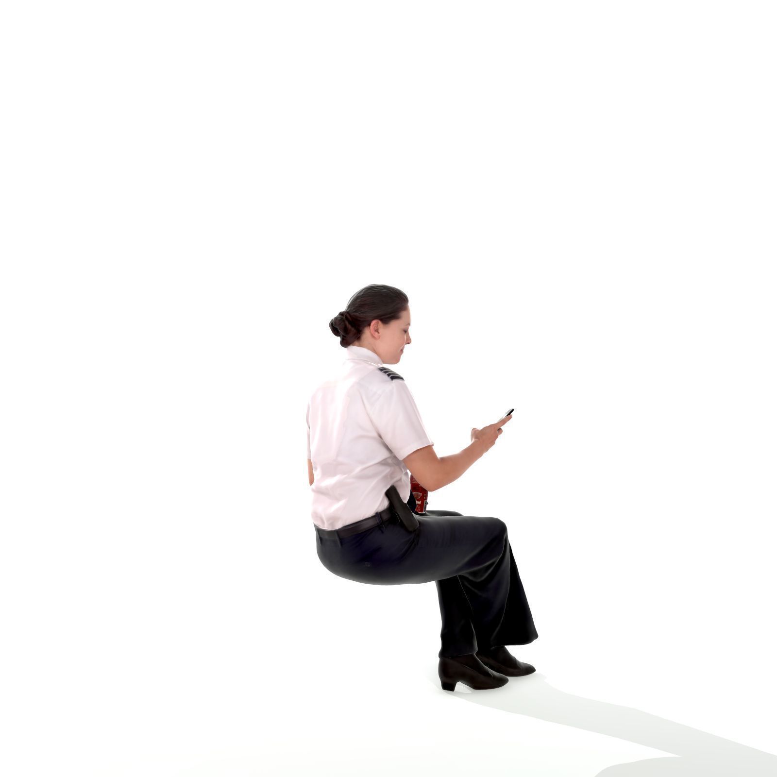 Sitting Woman with Uniform Holding Phone CWom0220-HD2-O02P01-S 3D model_9