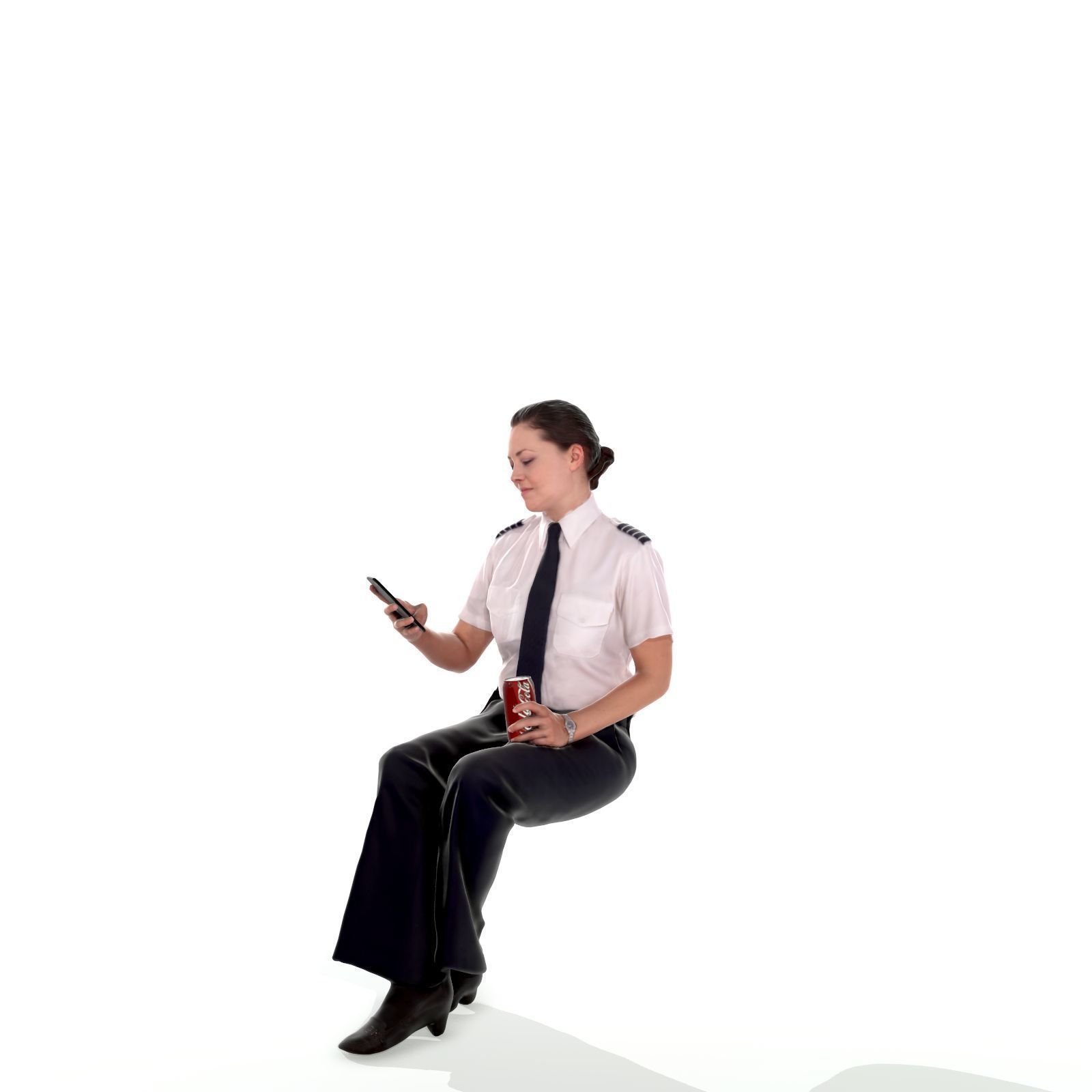 Sitting Woman with Uniform Holding Phone CWom0220-HD2-O02P01-S 3D model_29