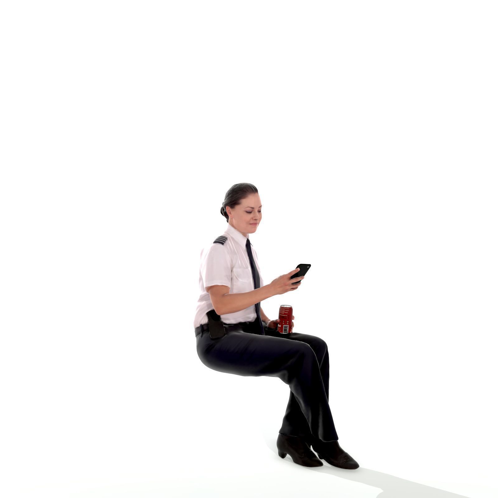 Sitting Woman with Uniform Holding Phone CWom0220-HD2-O02P01-S 3D model_3