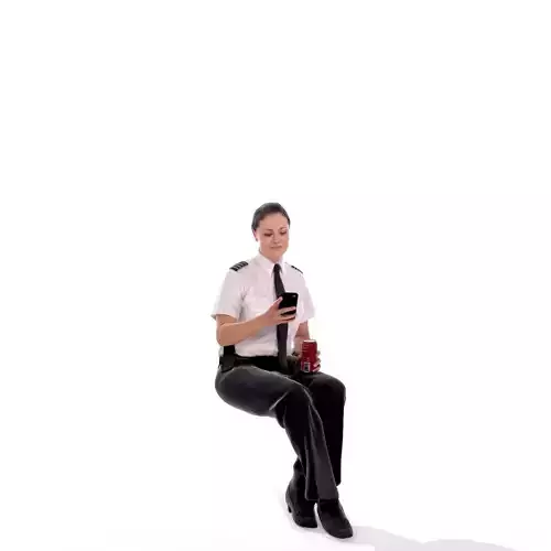 Sitting Woman with Uniform Holding Phone CWom0220-HD2-O02P01-S 3D model