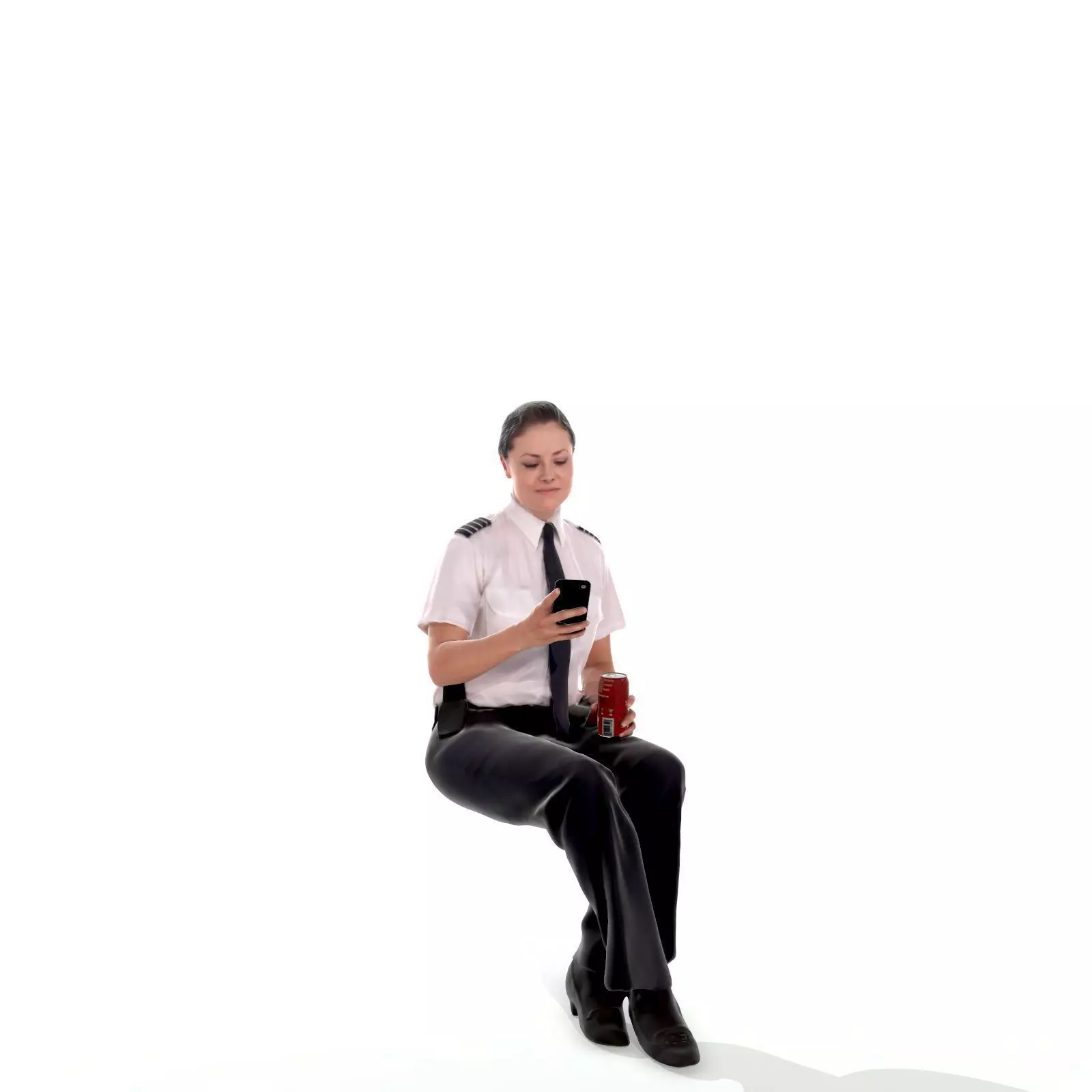 Sitting Woman with Uniform Holding Phone CWom0220-HD2-O02P01-S 3D model_0